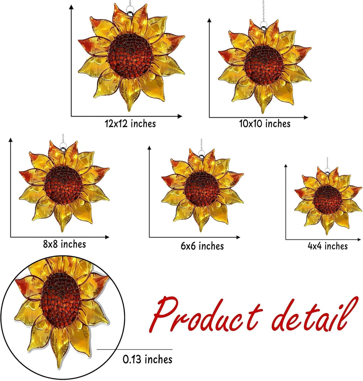 Stained Glass Effect Sunflower Acrylic Suncatcher Window Car Hanging Christmas Ornament Indoor