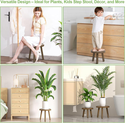 3-Pack Wood Plant Stands Indoor, Single Plant Stand for 6-12 Inch Pots, Mid-Century Modern Plant