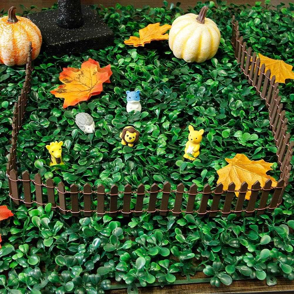Miniature Fairy Garden Fence, DIY Wood Picket Fence Mini Ornament for Dollhouse (Brown)