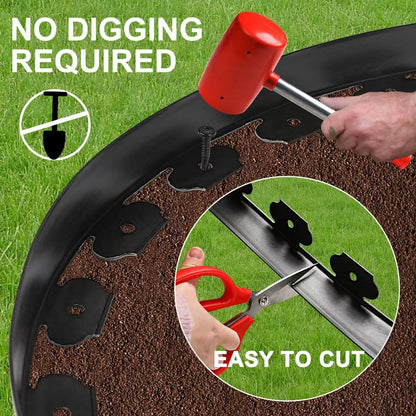 1.5 Inch Garden Edging Border 100FT, Plastic Edging for Landscaping with 120pcs Spikes