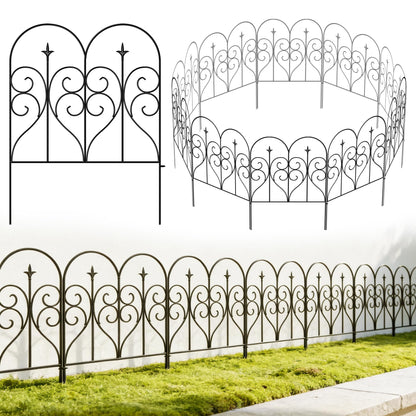 Thealyn Garden Fence 32" H x 10ft (5 Panels), No Digging Heavy Duty Metal Fence Panels, Rustproof