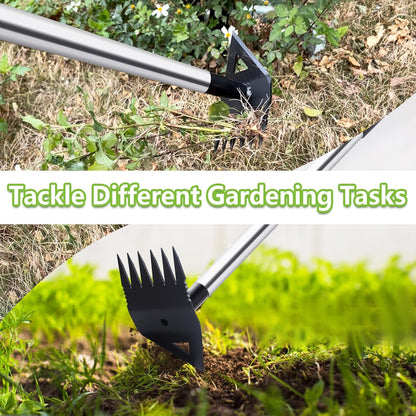 Weed Puller Tool with Long Handle, Hoe Garden Tool Weeding Rake Combo for Uprooting, Garden Hoe
