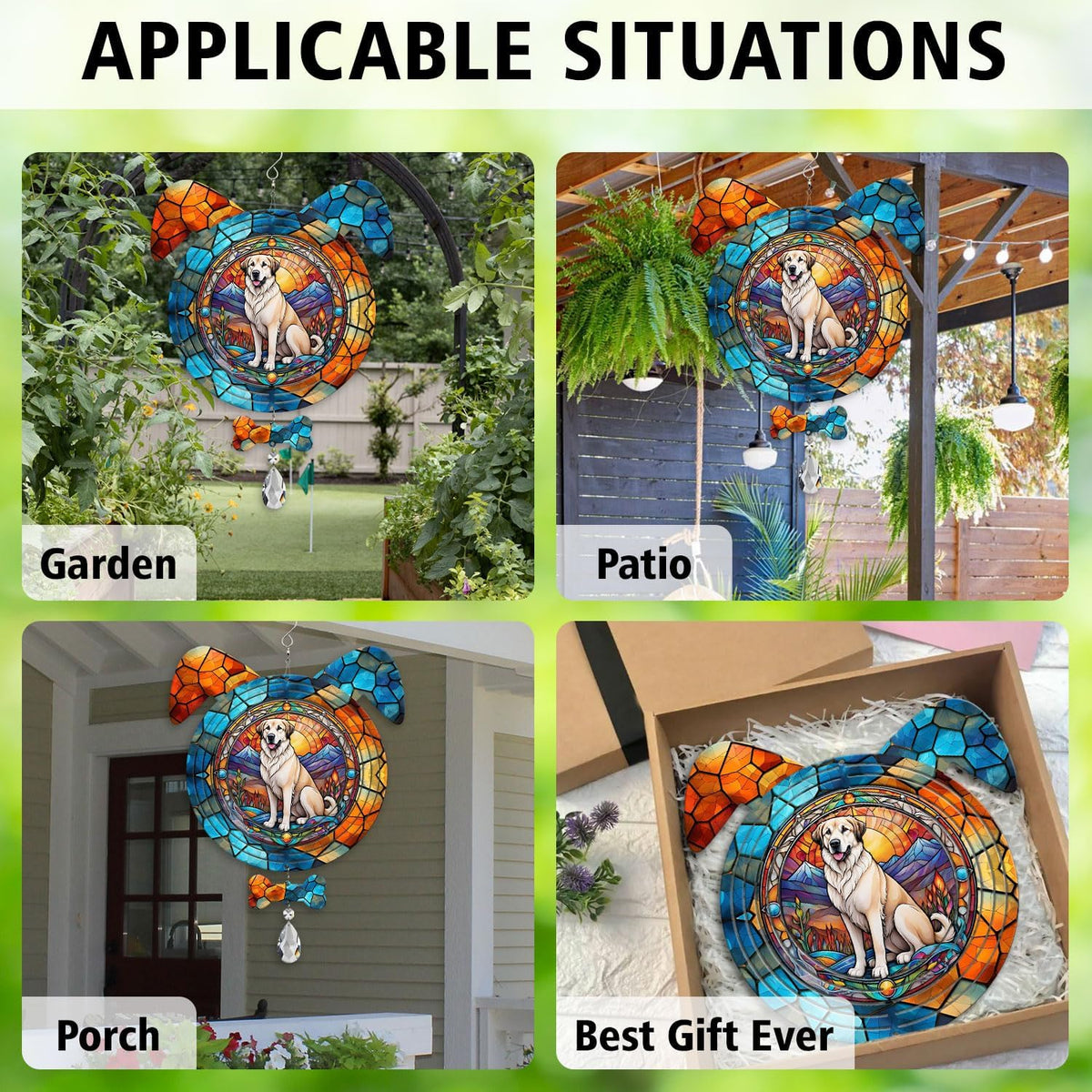Anatolian Shepherd Dog Ears Wind Spinner, Anatolian Shepherd Wind Spinner Hanging for Yard and