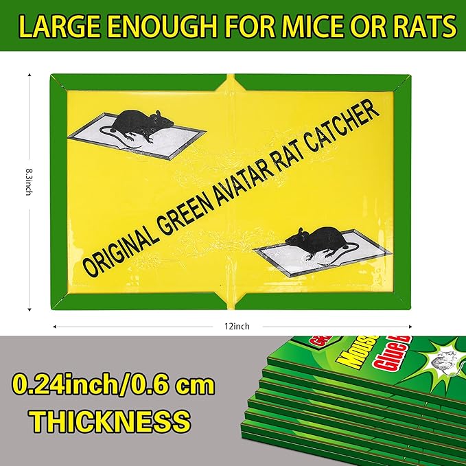 Ezoon 36 Pack Large Mouse Glue Traps with Enhanced Stickiness, Sticky Rat Traps, Sticky Snake Trap