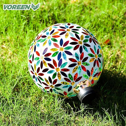 VOREEN Mosaic Glass Gazing Ball Outdoor Gazing Globe, Handmade Reflective Ball Yard Decoration for