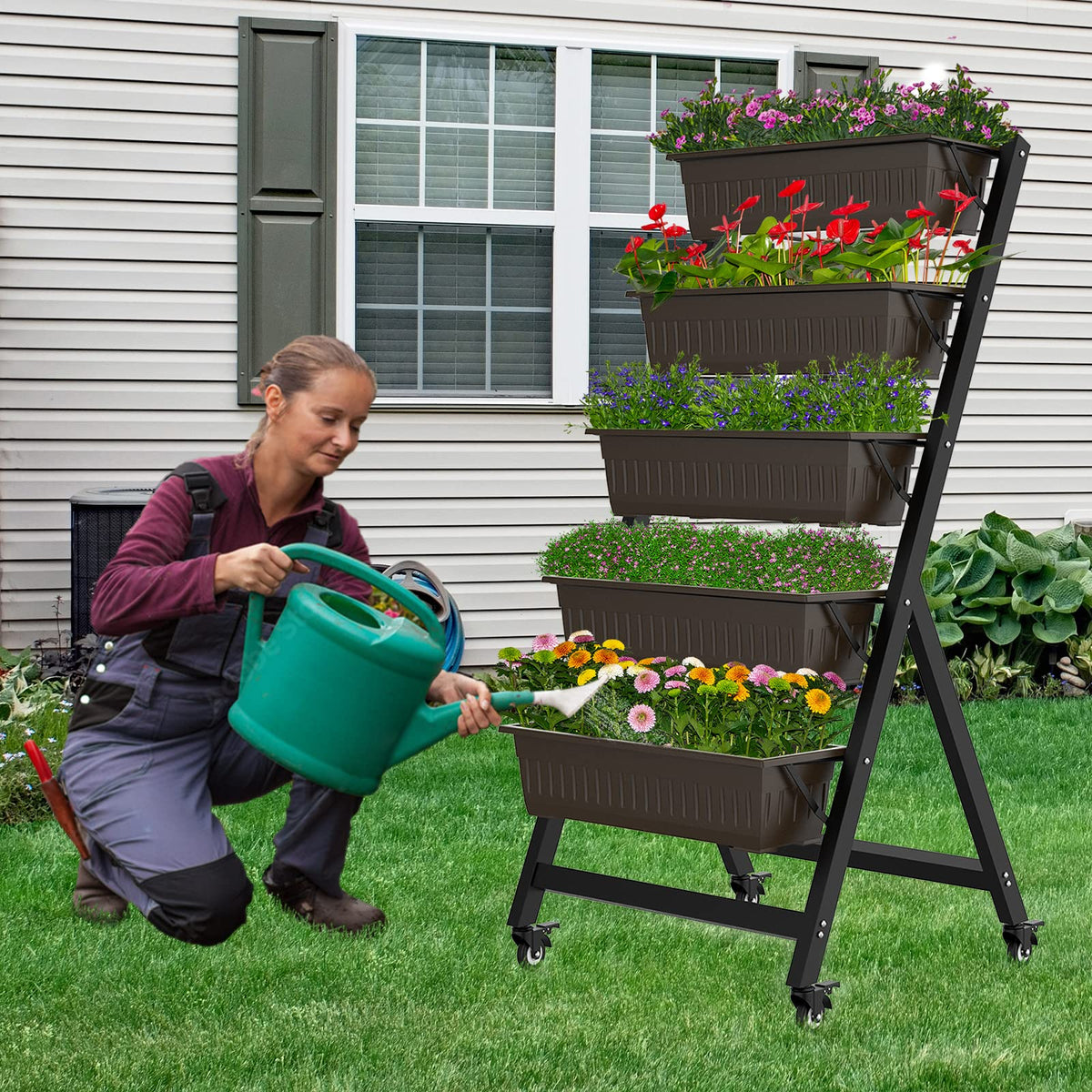 TOREVSIOR 5-Tier Vertical Raised Garden Bed, Elevated Herb Planter Box