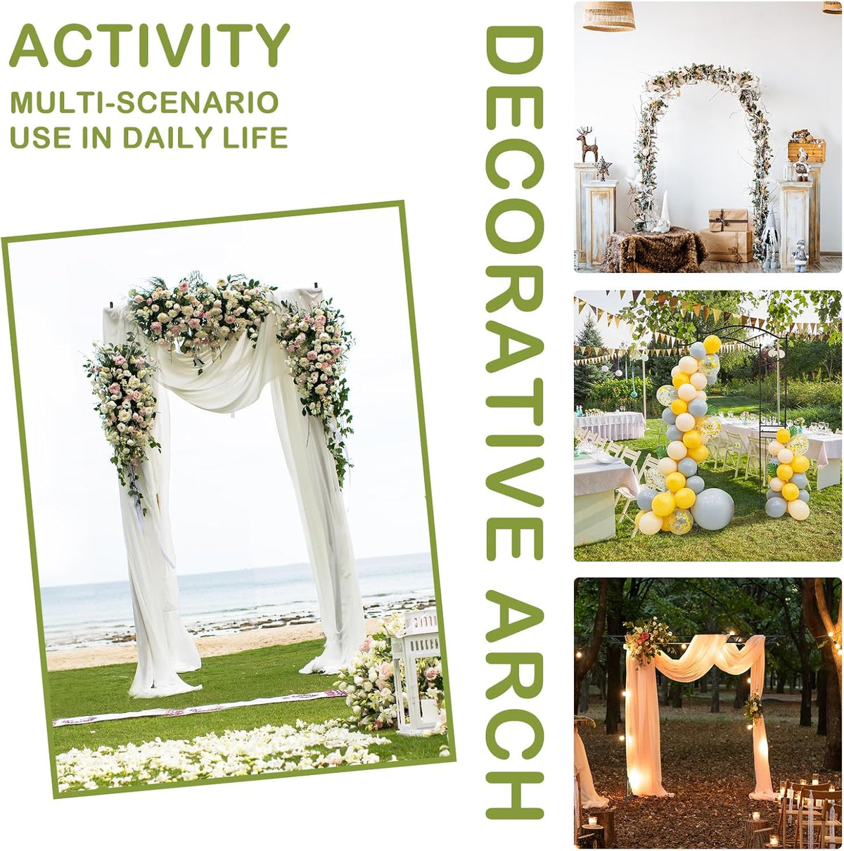 Outvita 7.5Ft Garden Arch Arbor, Steel Frame Stand Trellis, Arbour Archway for Wedding Ceremony