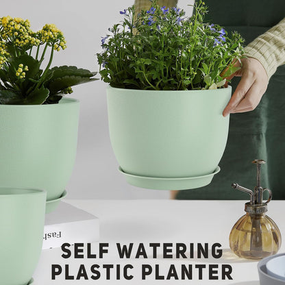 Plant Pots 10/9/8/7.5/7 inch Flower Pots with Multi Mesh Drainage Holes, Planters for Indoor