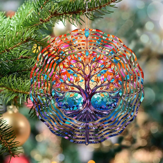 TIANCENTRAL H Tree of Life Wind Spinner,Tree of Life Wind Spinners 3D Frosted Hanging for Yard