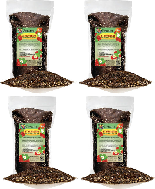 Gardenera Strawberry Premium Potting Soil Mix - Ideal Blend for Growing Robust and Flavorful
