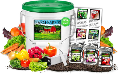 B&KM Farms 20,000+ Survival Seed Kit 5+ Year Supply. 30 Fruit & Vegetable Non-GMO Heirloom Seeds