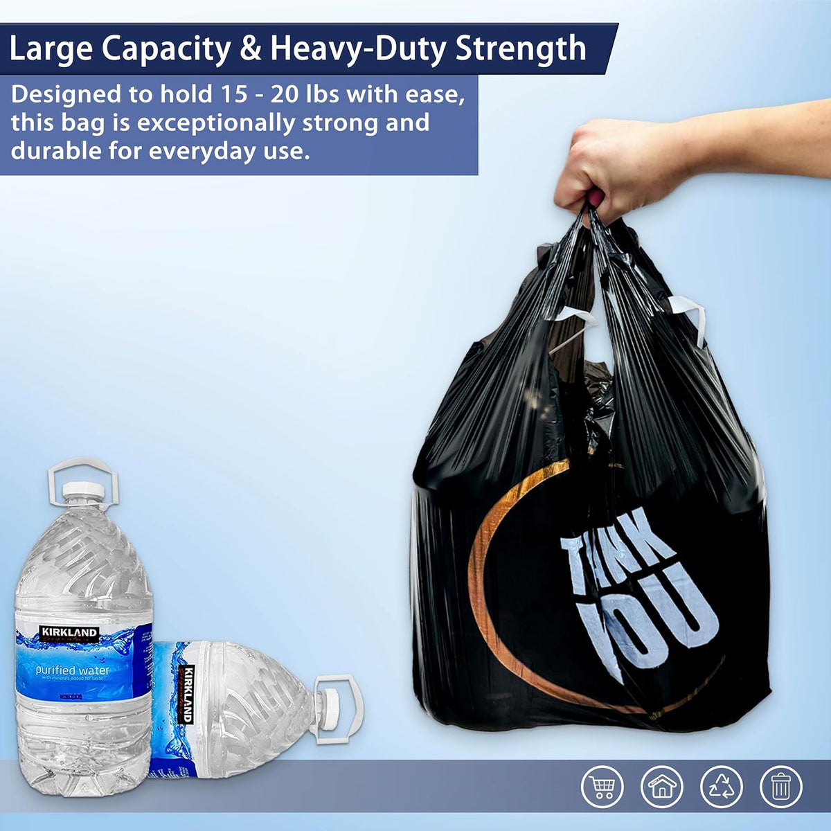 4 Gallon Small Black Trash Bags with Handles 100 Count, 11" x 21" Plastic Garbage Bags for Home