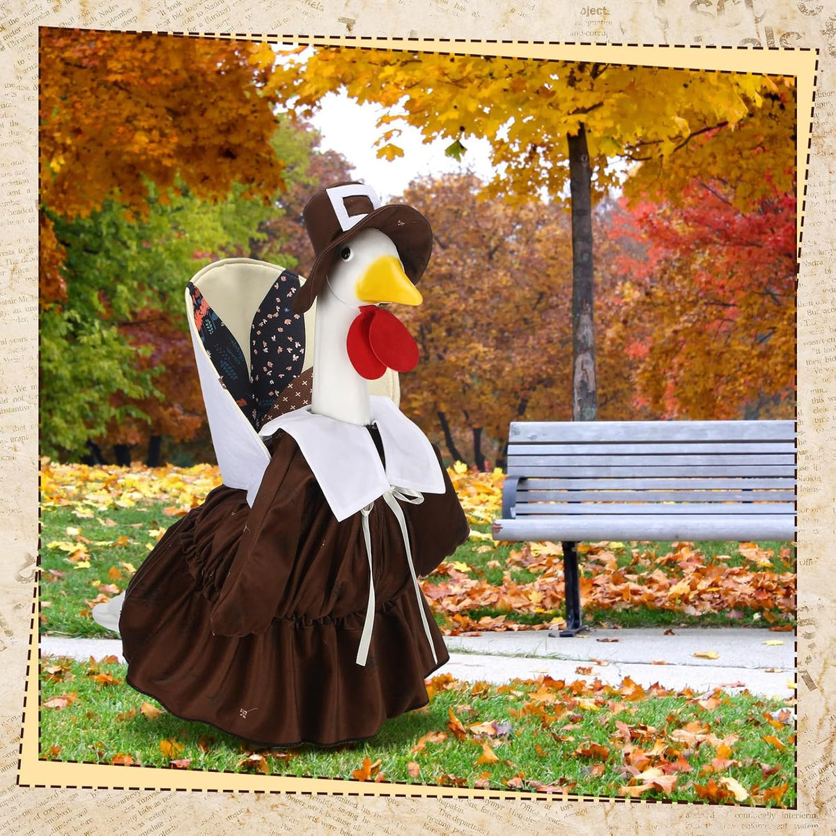 Suzile Thanksgiving Goose Outfit Dresses Clothes for 23" High Cement or Plastic Porch Goose Costume