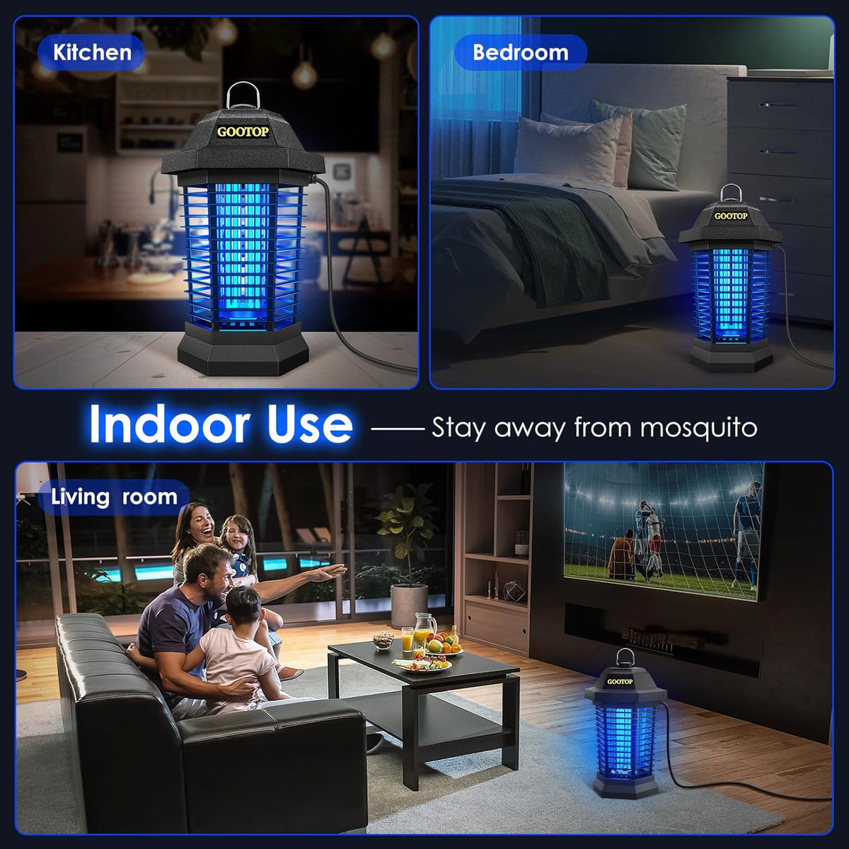 GOOTOP Bug Zapper Outdoor, Mosquito Zapper, 3 Prong Plug in Electric Fly Zapper, Mosquito Killer