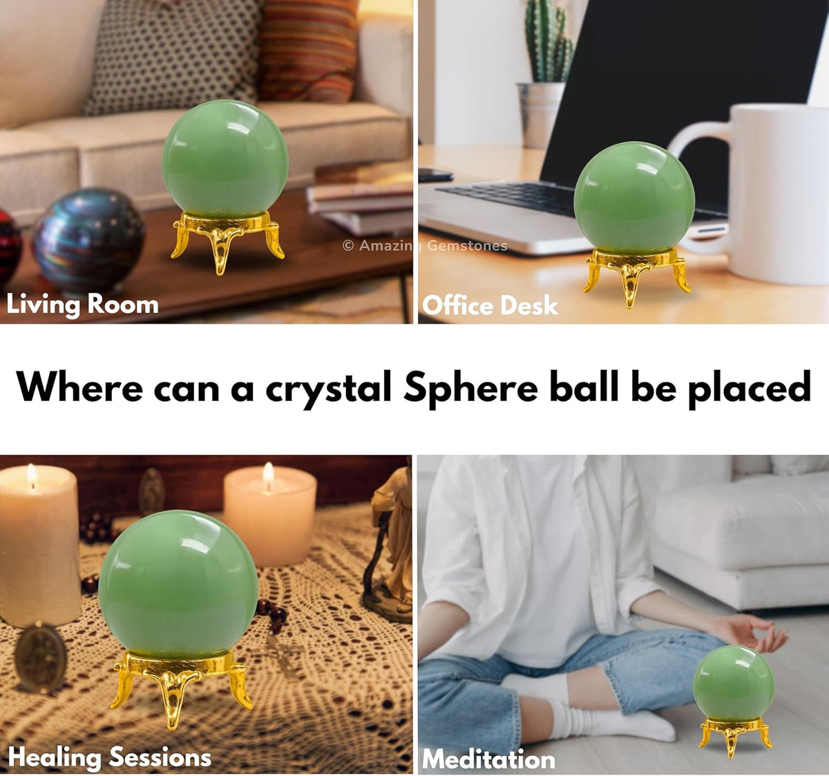 Amazing Gemstone Green Aventurine Crystal Ball with Stand - 2 Inches Crystal Sphere Meditation