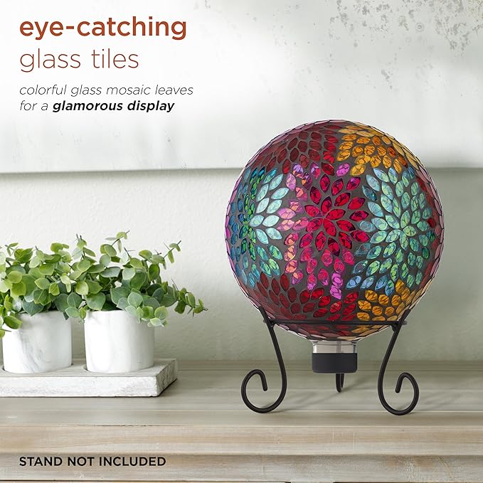 Alpine Corporation HMD172 10" Diameter Indoor Outdoor Glass Gazing Globe Yard Decoration, Mosaic
