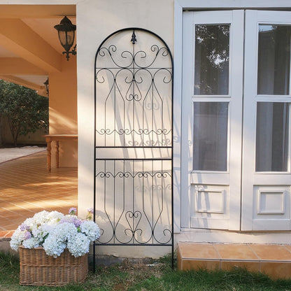 SCENDOR Metal Trellis 82.7" H x 26.7" W Tall Powder-Coated Black Garden Trellis Wrought Iron Heavy