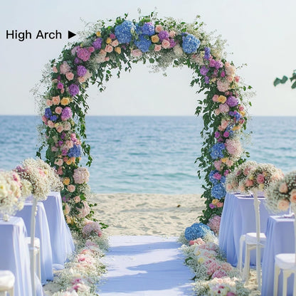 RUBFAC 94" Metal Wedding Arch Frame, White Garden Trellis for Climbing Plants Outdoor, Garden