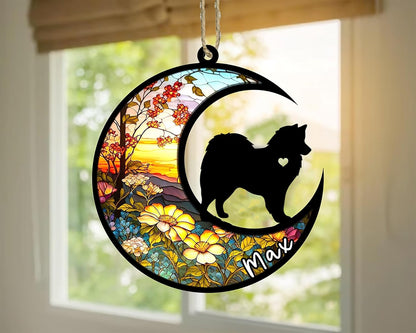 Personalized Dog Memorial, Custom Name American Eskimo Dog Christmas Ornament with Name, Custom