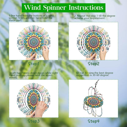Mandala Wind Spinner for Yard and Garden 3D Stainless Steel Wind Spinner Unique Gift Outdoor Metal