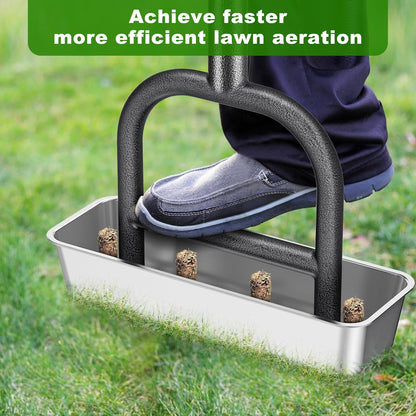 Lawn Coring Aerator Tool, Stainless Steel 4-Core Manual Plug Aerator for Yard & Lawn Aeration