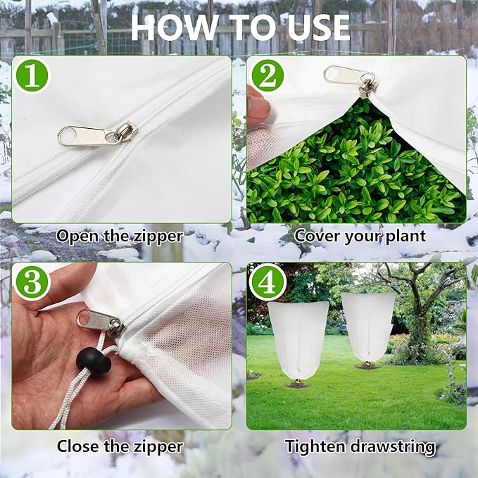 4 Pack Plant Covers Freeze Protection for Winter, 70.9''×47.2'' Frost Cloths for Outdoor Plants
