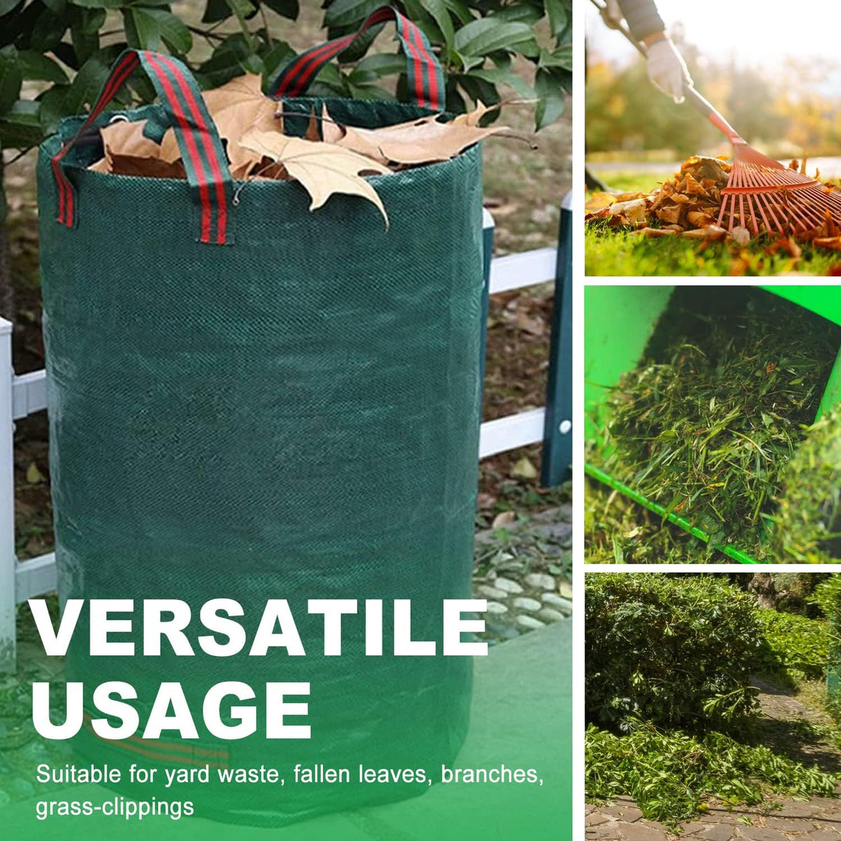 Hugeleaf 3 Packs 72 Gallon Reusable Yard Waste Bags, Collapsible Leaf Bags with Reinforced Handles