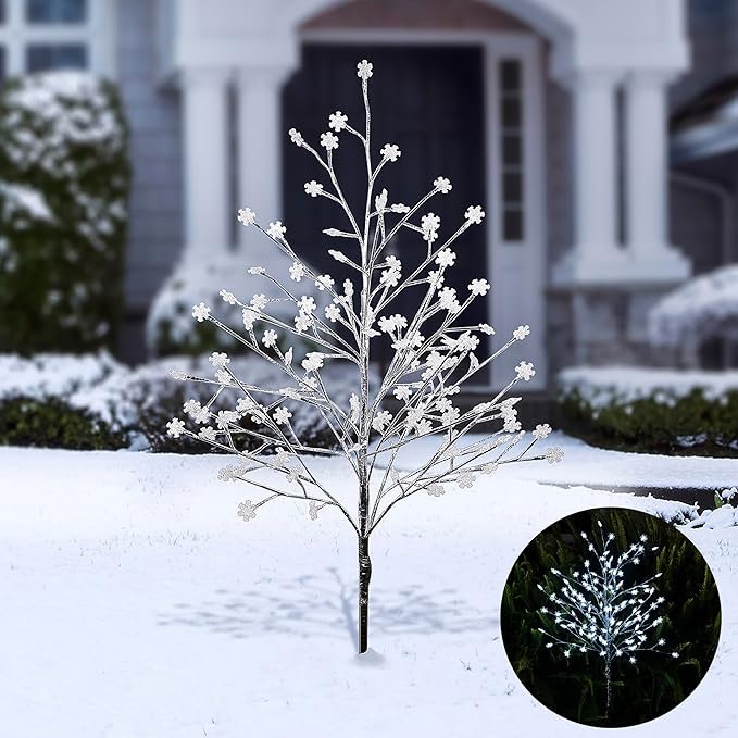 Alpine Corporation 58"H Indoor/Outdoor Frosty Christmas Snowflake Tree with LED Lights , Christmas