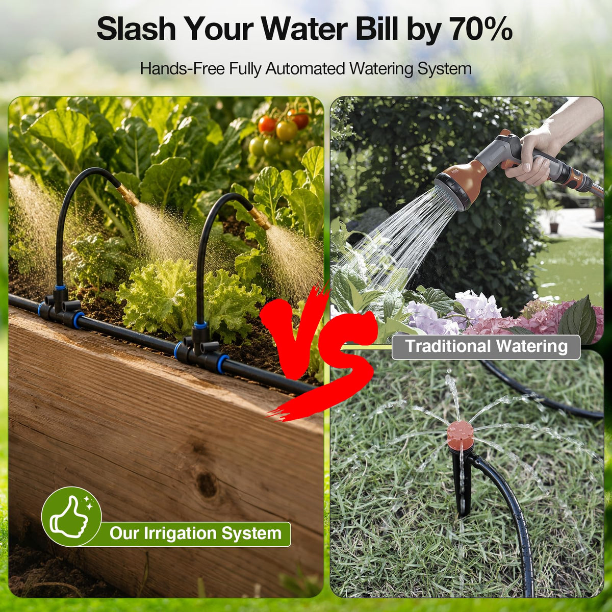 Pro-Series Drip Irrigation System, 200FT 1/4" Garden Watering System with 32pcs 360° Bendable