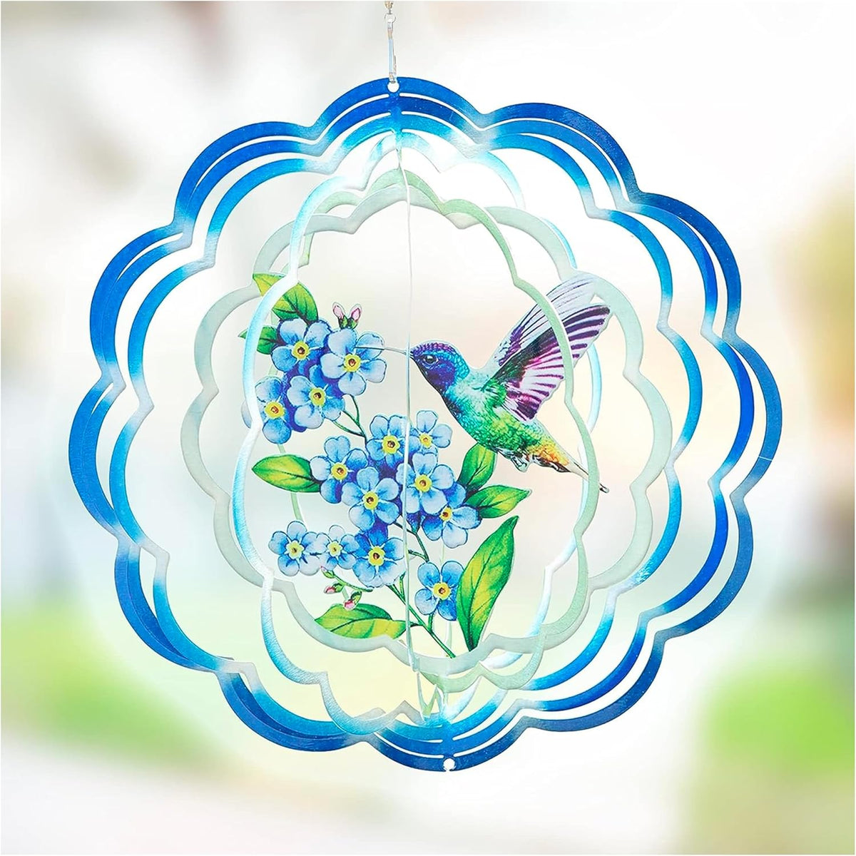 VP Home Floral Hummingbird Wind Spinner - Metal Outdoor Wind Spinners for Yard and Garden Decor