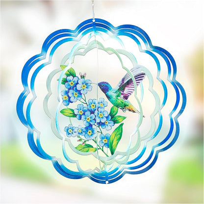 VP Home Floral Hummingbird Wind Spinner - Metal Outdoor Wind Spinners for Yard and Garden Decor