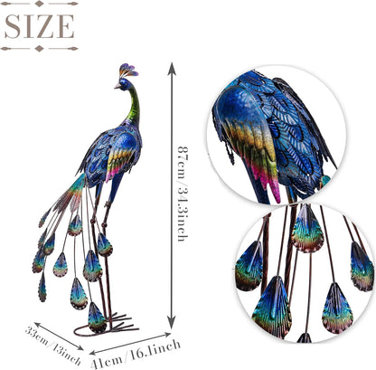 TERESA'S COLLECTIONS Outdoor Decor Peacock Yard Art Garden Sculptures & Statues for Porch