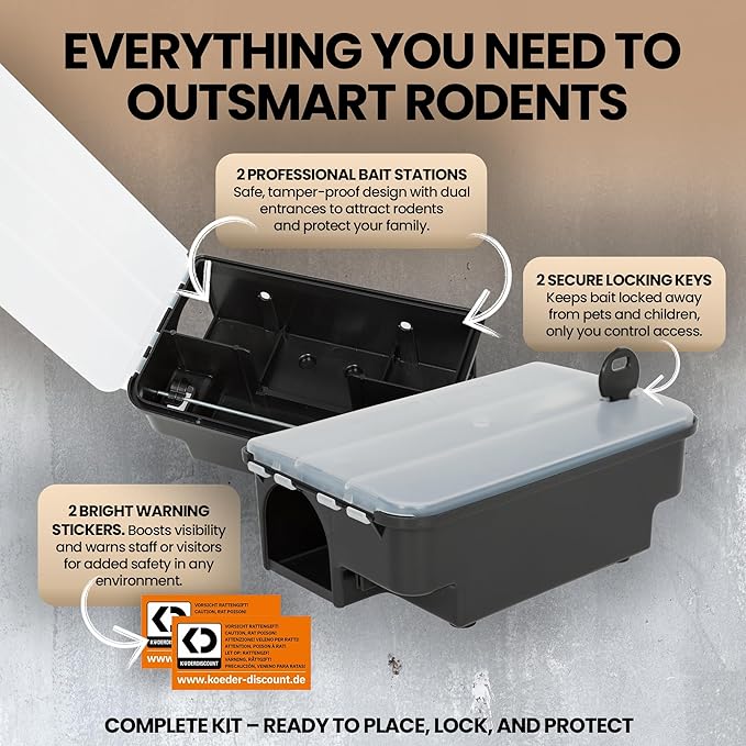 Köder-Discount Mouse & Rat Bait Station (Bait Not Included) – 2 Lockable Rat Bait Stations with