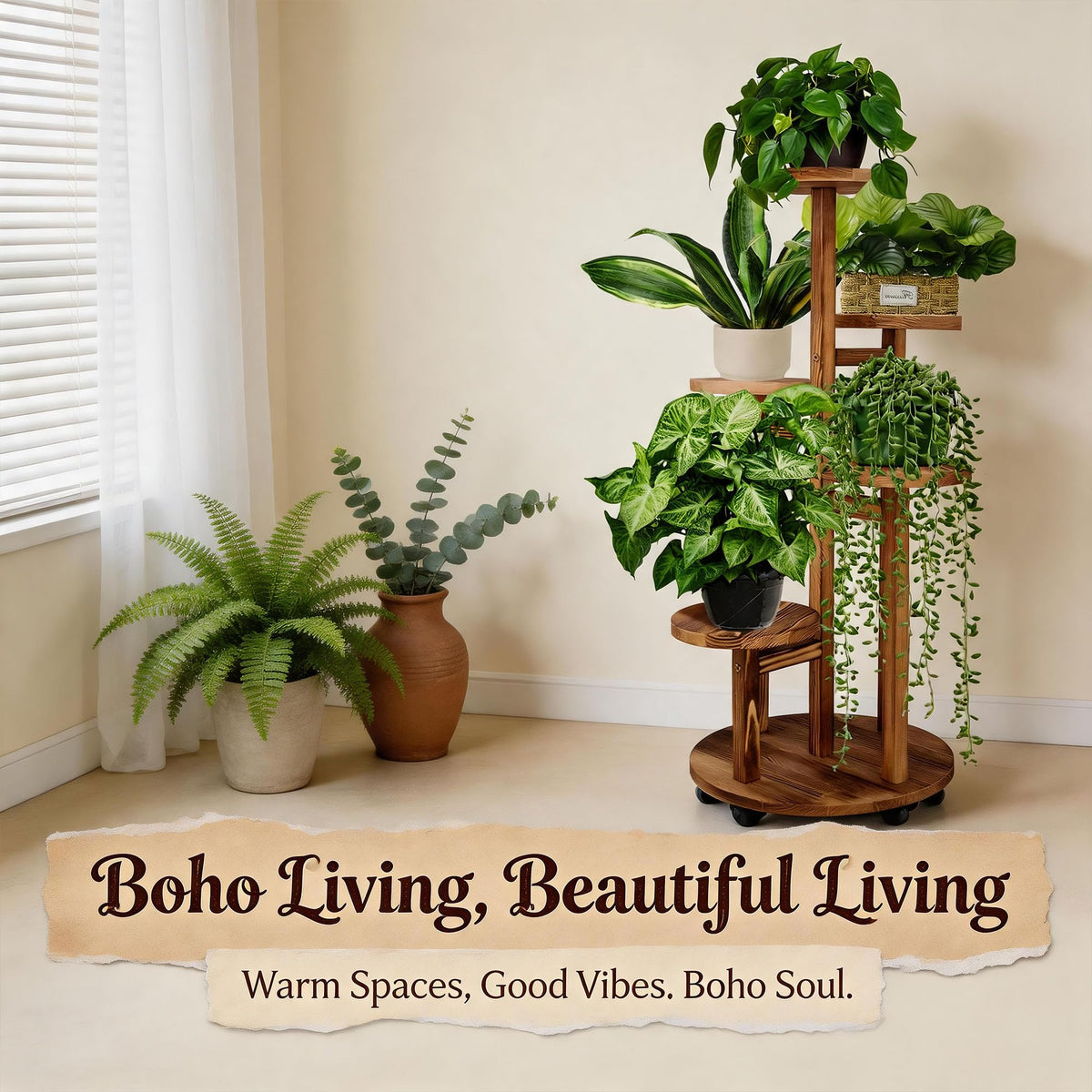 GEEBOBO 5 Tiered Tall Plant Stand for Indoor