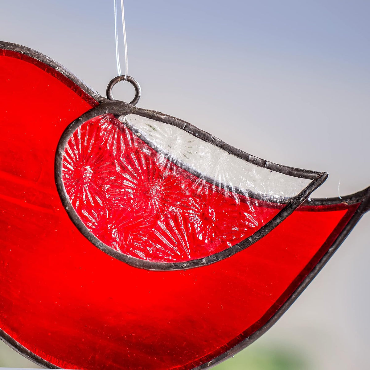 J Devlin Glass Red Bird Window Ornament Suncatcher 310