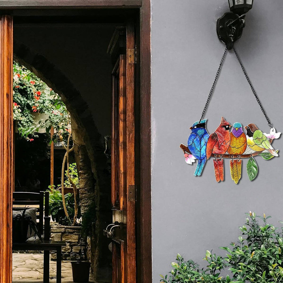 2 Pack Stained Glass Window Hanging - Hummingbird Decorations Suncatcher Hand-Painted Double Sided