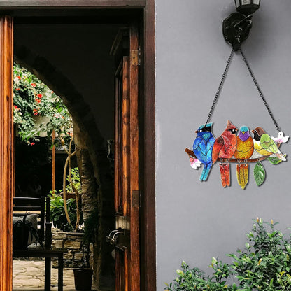2 Pack Stained Glass Window Hanging - Hummingbird Decorations Suncatcher Hand-Painted Double Sided