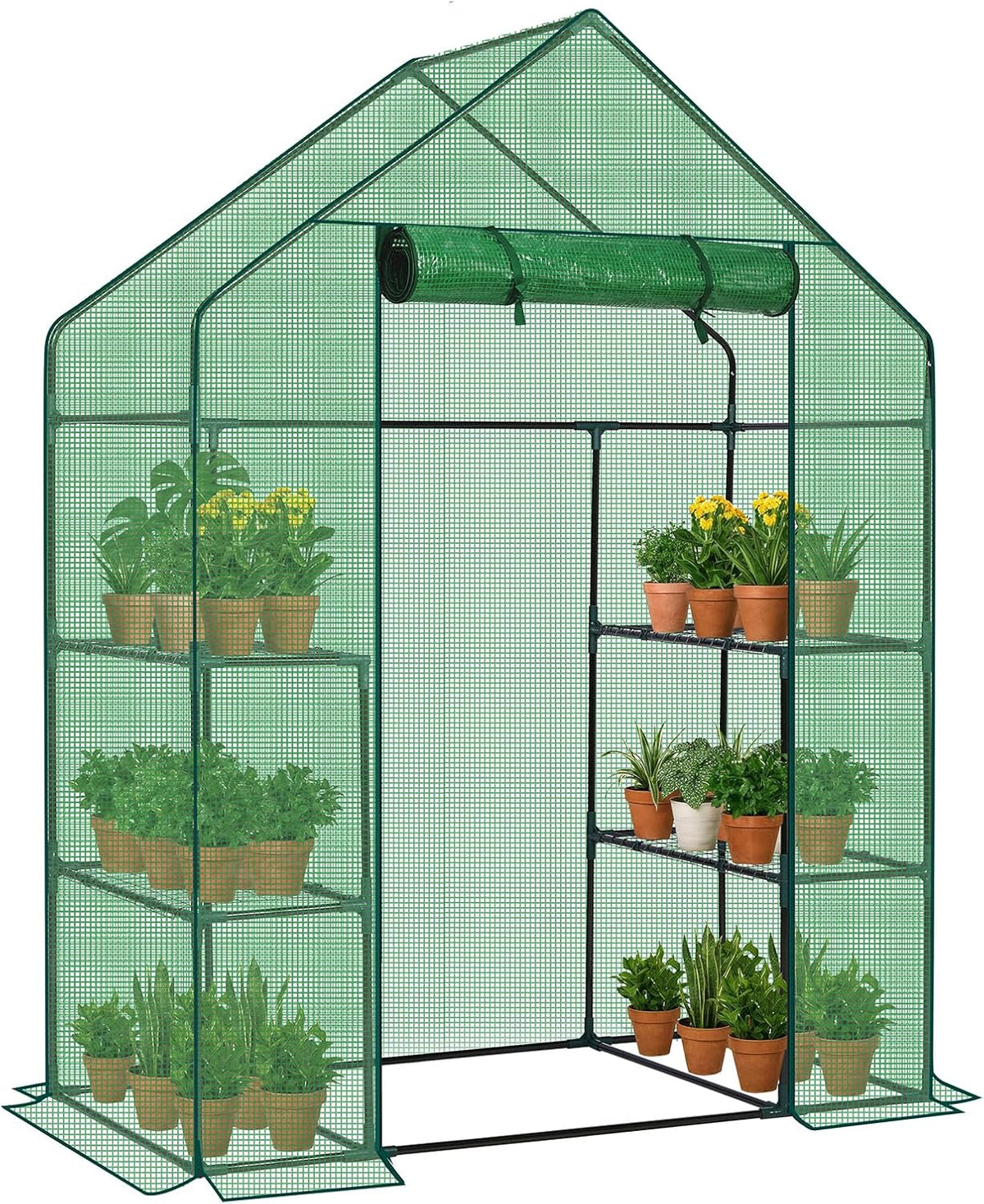 Outvita Walk-in Greenhouse, Outdoor Durable PE Plant Green House for Frost Protection with 3 Tiers