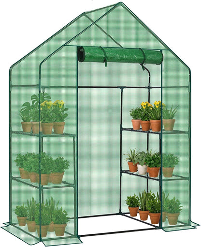 Outvita Walk-in Greenhouse, Outdoor Durable PE Plant Green House for Frost Protection with 3 Tiers