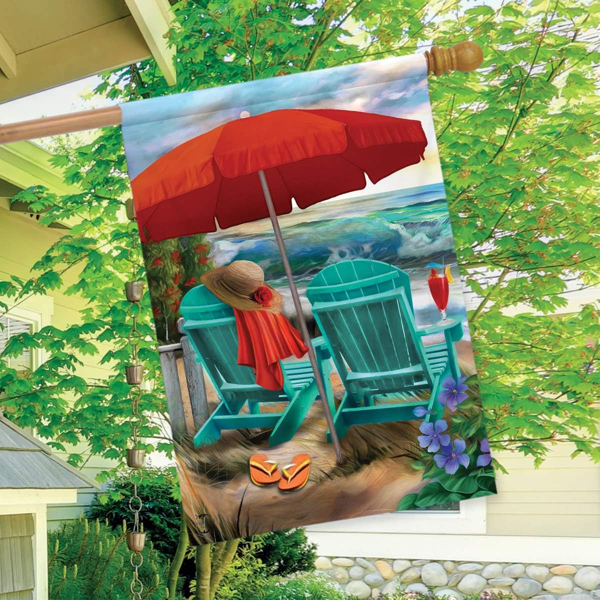 Beach Life Summer House Flag Nautical Adirondack Chairs 28" x 40" Briarwood Lane