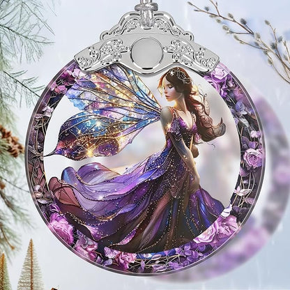 Christmas Stained Glass Fairy Ornament - Home Decor - Holiday Present Ideas - Gift Exchange