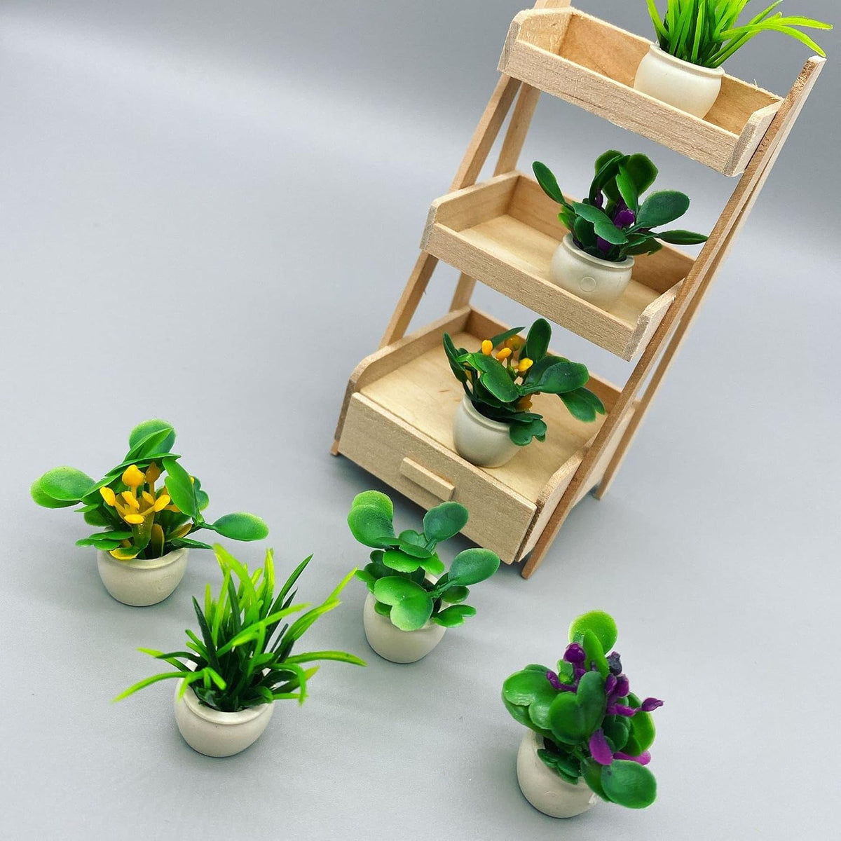 Dollhouse Plants and Flowers, 24Pcs, Miniature Bonsai Plants, Mini Potted Plants, Models Tiny Fake