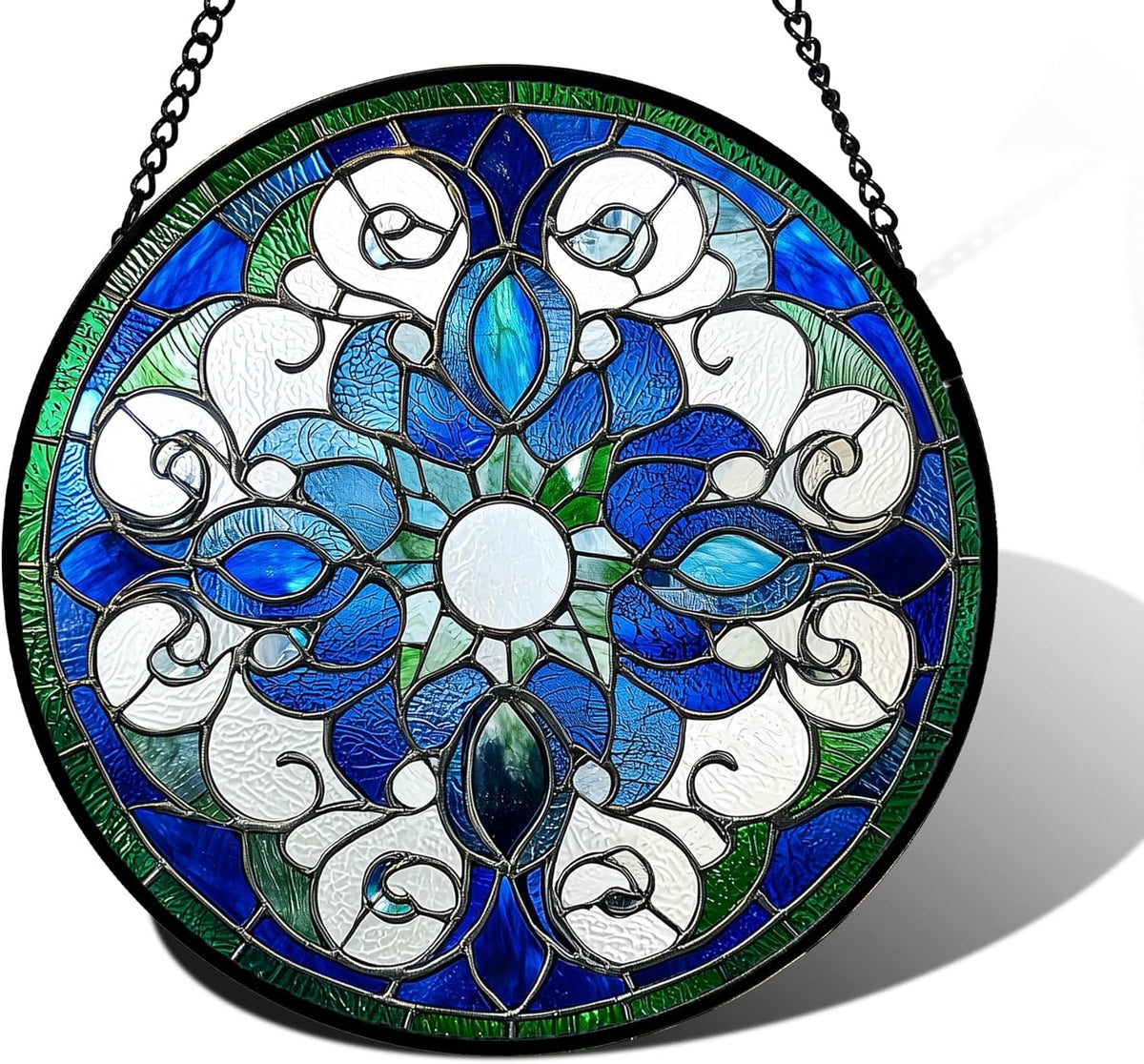 Stained Glass Window Hanging, Boho Style Sun Catchers Diamond Glass Panel Hangings Tiffany