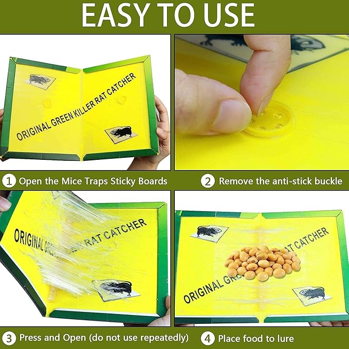 Ezoon 12 Pack Large Mouse Glue Traps with Enhanced Stickiness, Rat Snake Sticky Pad Board for House