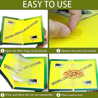 Ezoon 12 Pack Large Mouse Glue Traps with Enhanced Stickiness, Rat Snake Sticky Pad Board for House