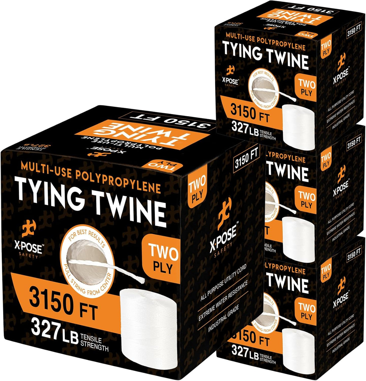 Polypropylene Tying Twine - 2 Ply White Plastic Poly String 4200' Roll - Soft On Hands - Heavy Duty