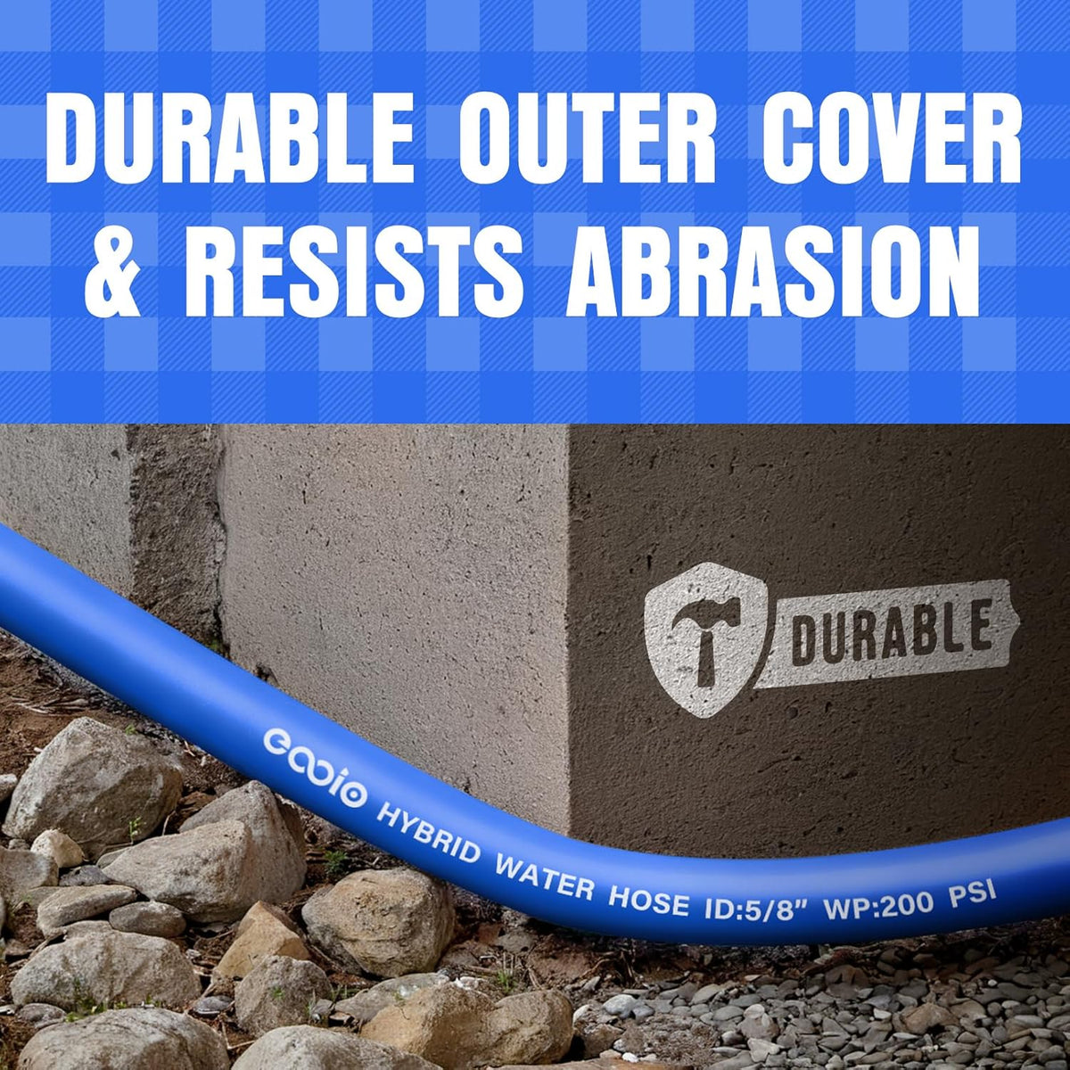 Heavy Duty Garden Hose 25 ft, Non-Expanding Flexible Water Hose, Kink Resistant Lightweight Hybrid