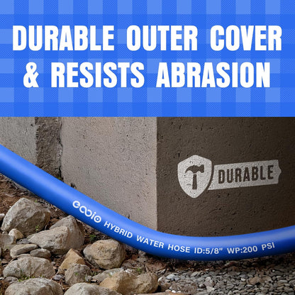 Heavy Duty Garden Hose 25 ft, Non-Expanding Flexible Water Hose, Kink Resistant Lightweight Hybrid