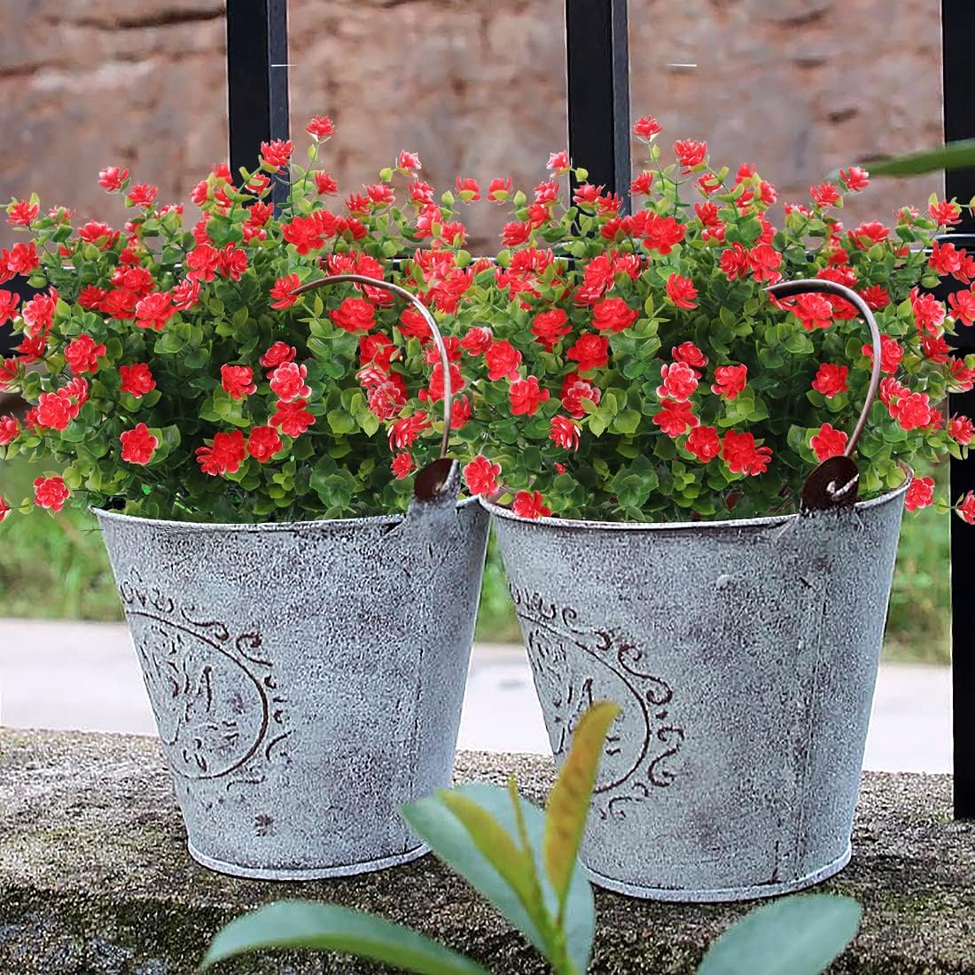 RECUTMS 12 Bundles Artificial Plants Artificial Eucalyptus Front Porch Decor Faux Spring Flowers
