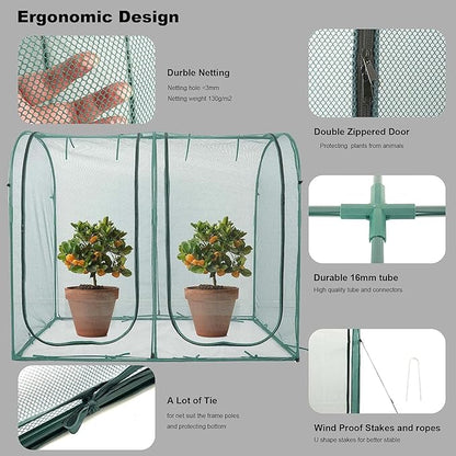 Poray Large Tunnel 10FTx6FT Plant Netting Cover, 6FT Tall Crop Cage Tomato Netting,Pest Guard Cover